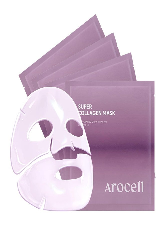 AROCELL OFFICIAL AROCELL Super Collagen Mask 4 Facial Sheet 5,000,000ppb Overnight Dual Matrix Hydrogel Masks with Low Molecular Weight Collagen for Elasticity Hydrating Anti-Aging Cooling Korean Skincare, 43g x 4ea - Image 1